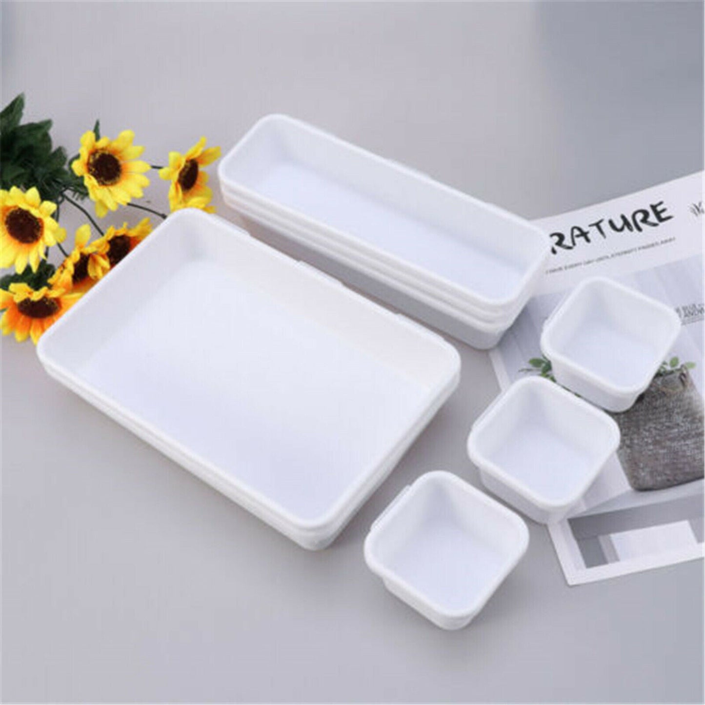 8pcs/set Drawer Desk Draw Cutlery Storage Tray