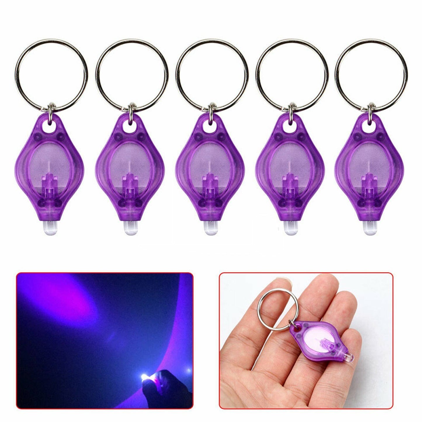 LED Keyring Torch UV Key Ring Purple Light Chain