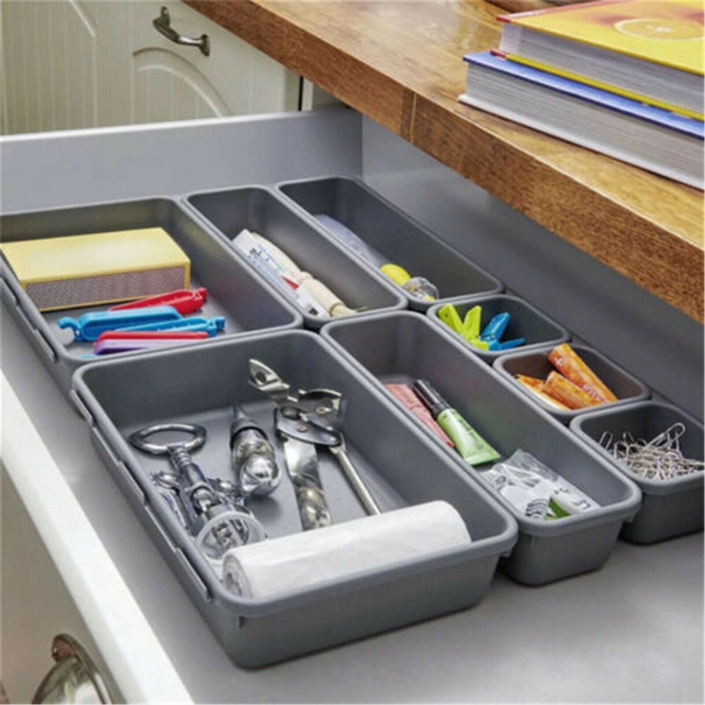 8pcs/set Drawer Desk Draw Cutlery Storage Tray