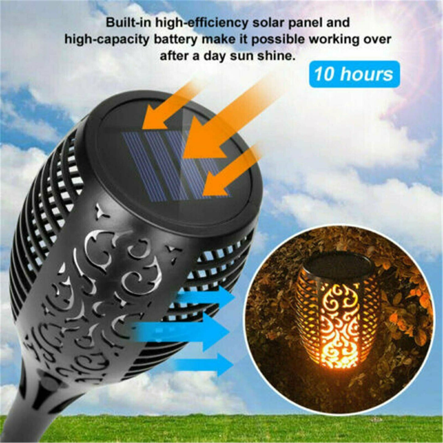 4 Pack Flame Solar Torch Light