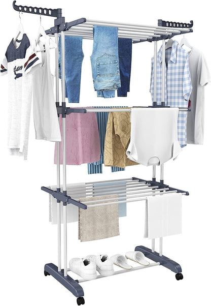 3 Tier Foldable Clothes Airer Folding Hanger Drying Rack Multi-Functional Stand