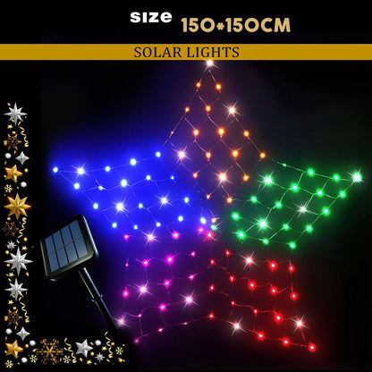 Christmas Lights 150 LED Solar Star Net Rope Multi Colour Xmas Decor