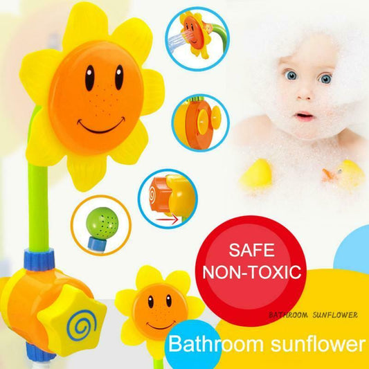 Kids Baby Bath Toys Fun Sunflower Spray Water Shower Head Baby Must Likes