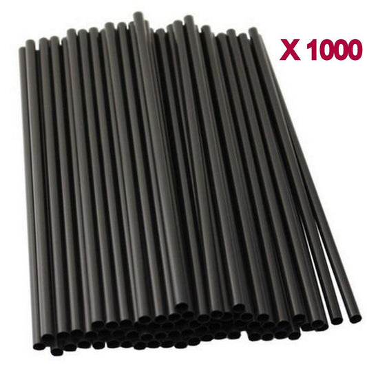 1000pc Black Drinking Straw Plastic Disposable Party Straws