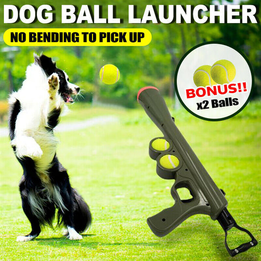 Dog Tennis Ball Gun Launcher Pet Play Outdoor Toy Fetch Throw Interactive Toy