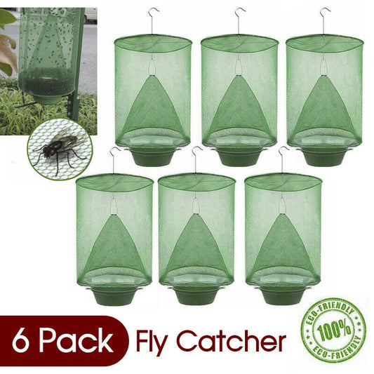 6 Pack Reusable Fly Trap Insect Killer Net Cage Trap