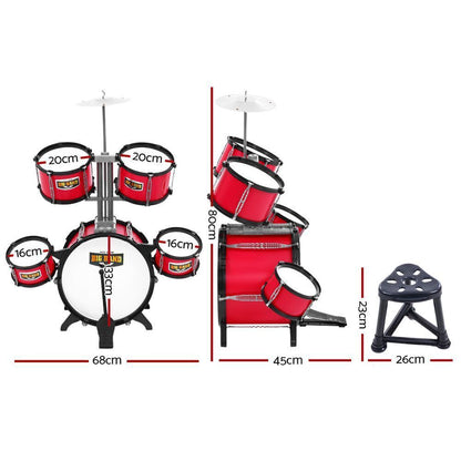 7 Drum Set Junior Drums Kit Musical Play Toys Childrens Mini Big Band