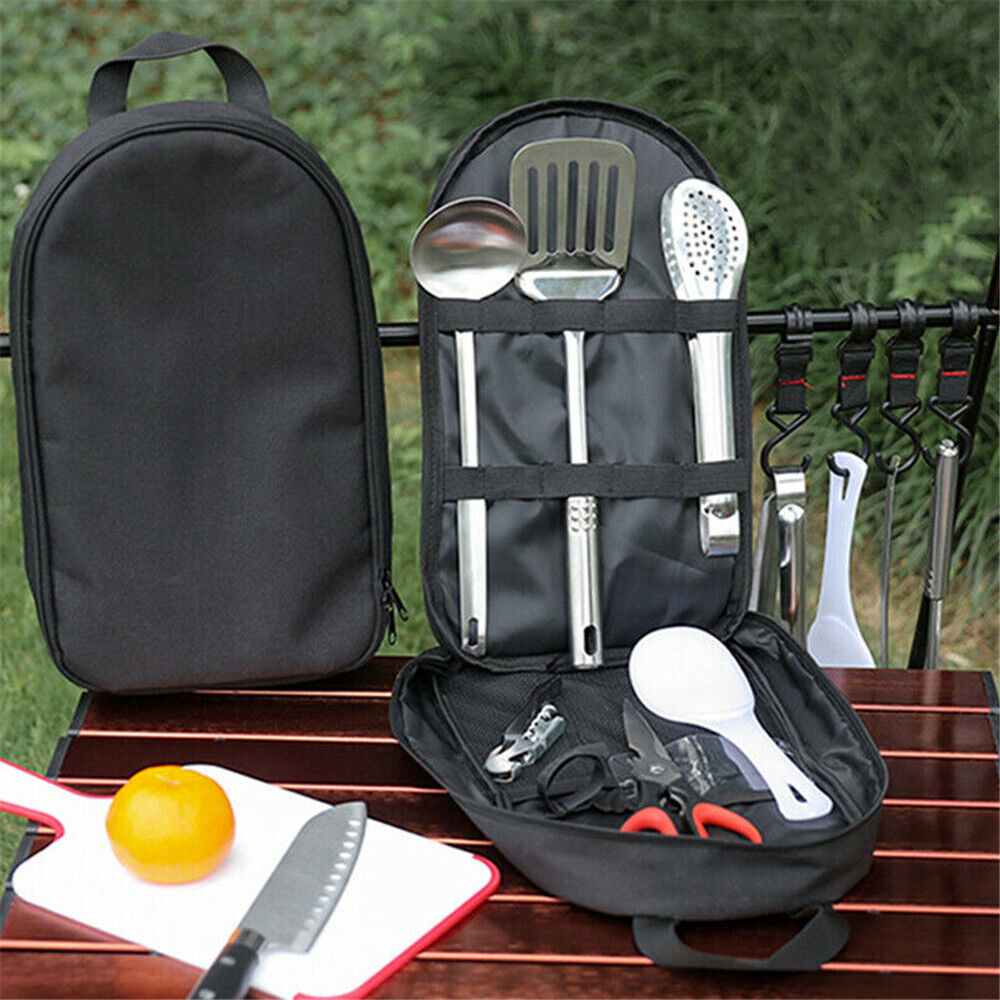 9Pcs/set Camping Utensils Set Outdoor Cooking BBQ