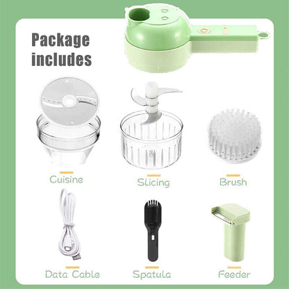 4 in 1 Mini Kitchen Handheld Electric Vegetable Cutter Set Wireless Food Chopper