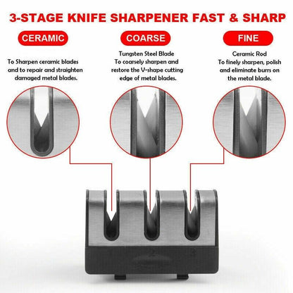 Knife Sharpener 3 Stage Kitchen Sharp Knives Sharpening Tool