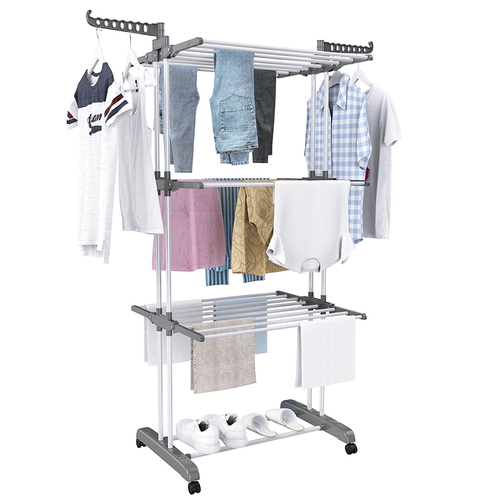 3 Tier Foldable Clothes Airer Folding Hanger Drying Rack Multi-Functional Stand