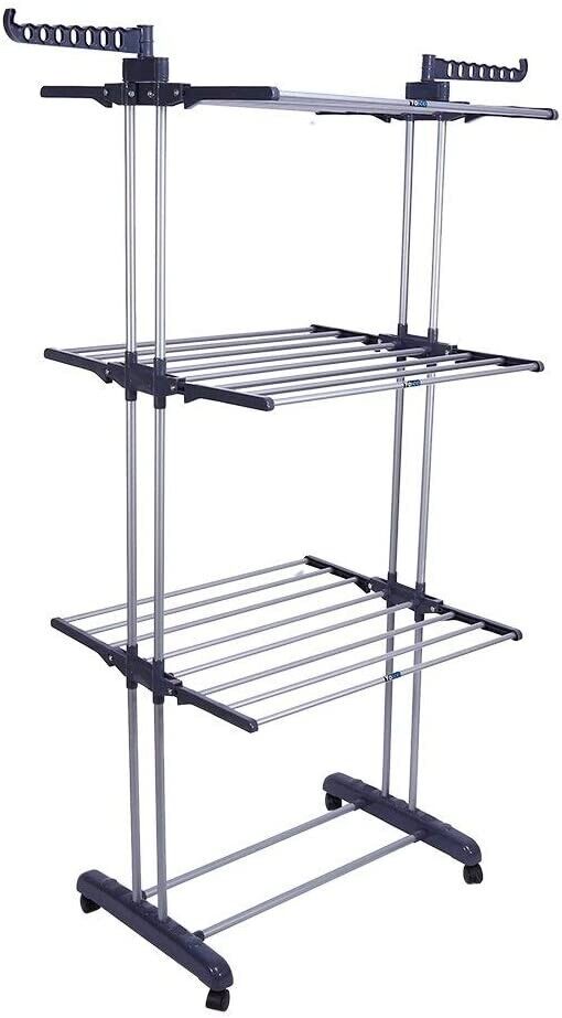 3 Tier Foldable Clothes Airer Folding Hanger Drying Rack Multi-Functional Stand