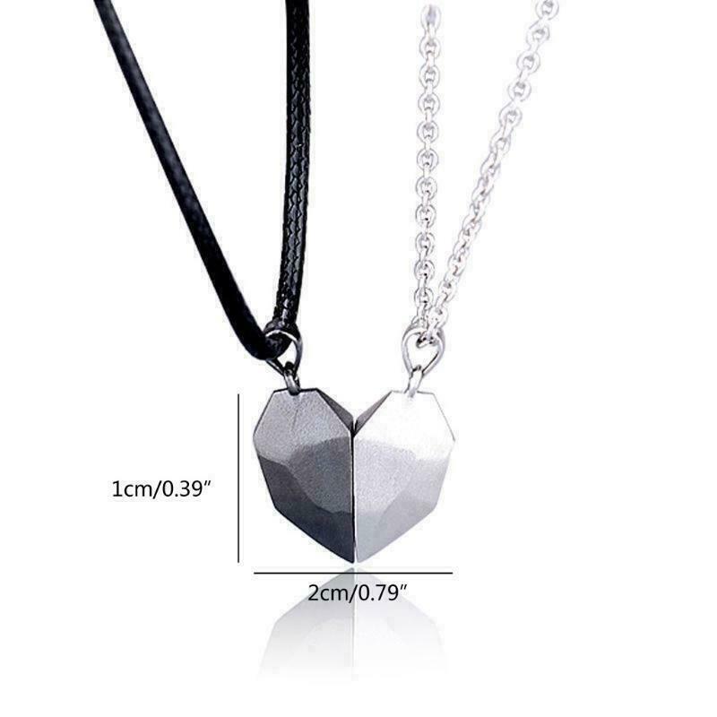 Magnetic Couple Necklace Lovers Heart Pendant Charm Necklace & Bracelet