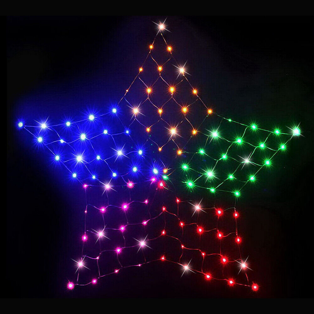 Christmas Lights 150 LED Solar Star Net Rope Multi Colour Xmas Decor