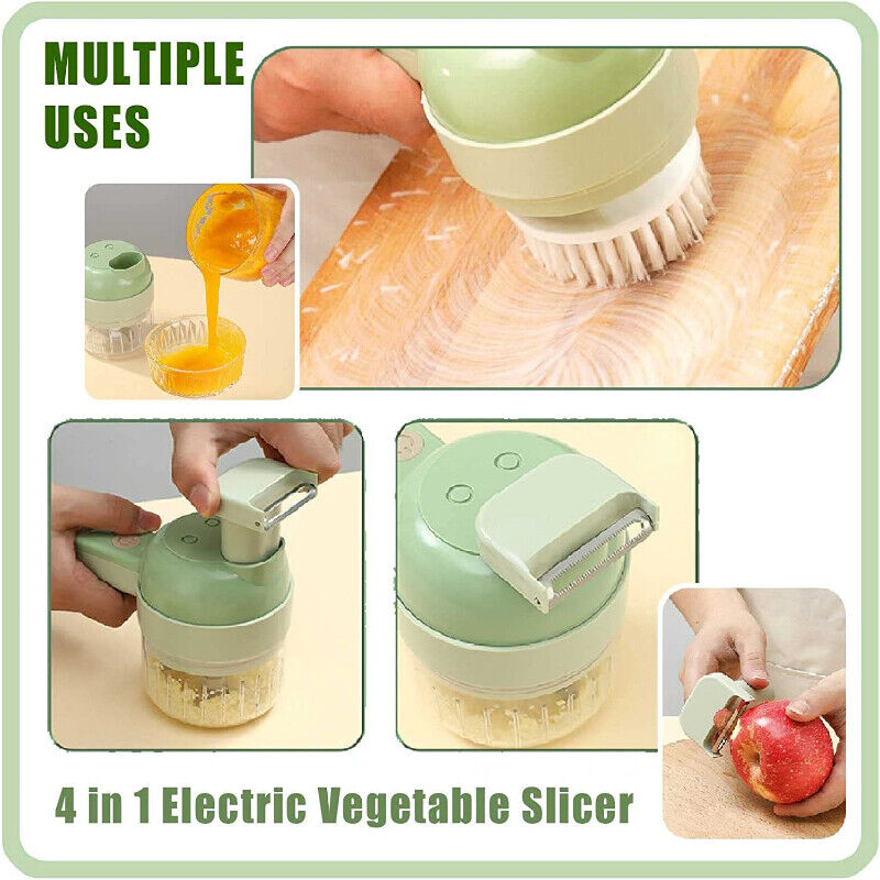 4 in 1 Mini Kitchen Handheld Electric Vegetable Cutter Set Wireless Food Chopper