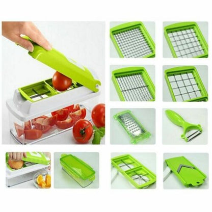 Premium Fruit Vegetable Slicer Nicer Dicer Plus Food Chopper Cutter Peeler 12in1