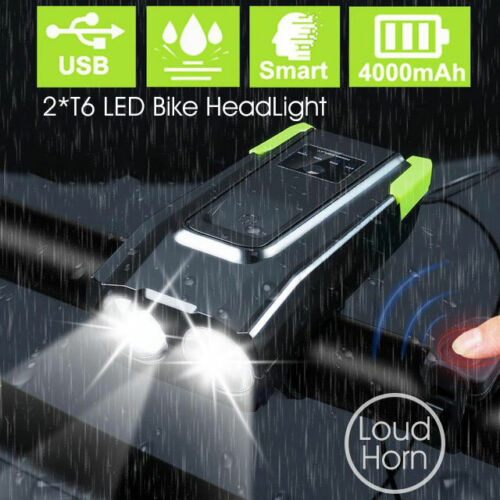 USB Rechargeable 15000LM Bicycle Bike Smart Front Light 2*T6 LED