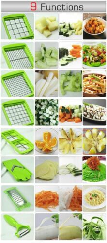 Premium Fruit Vegetable Slicer Nicer Dicer Plus Food Chopper Cutter Peeler 12in1